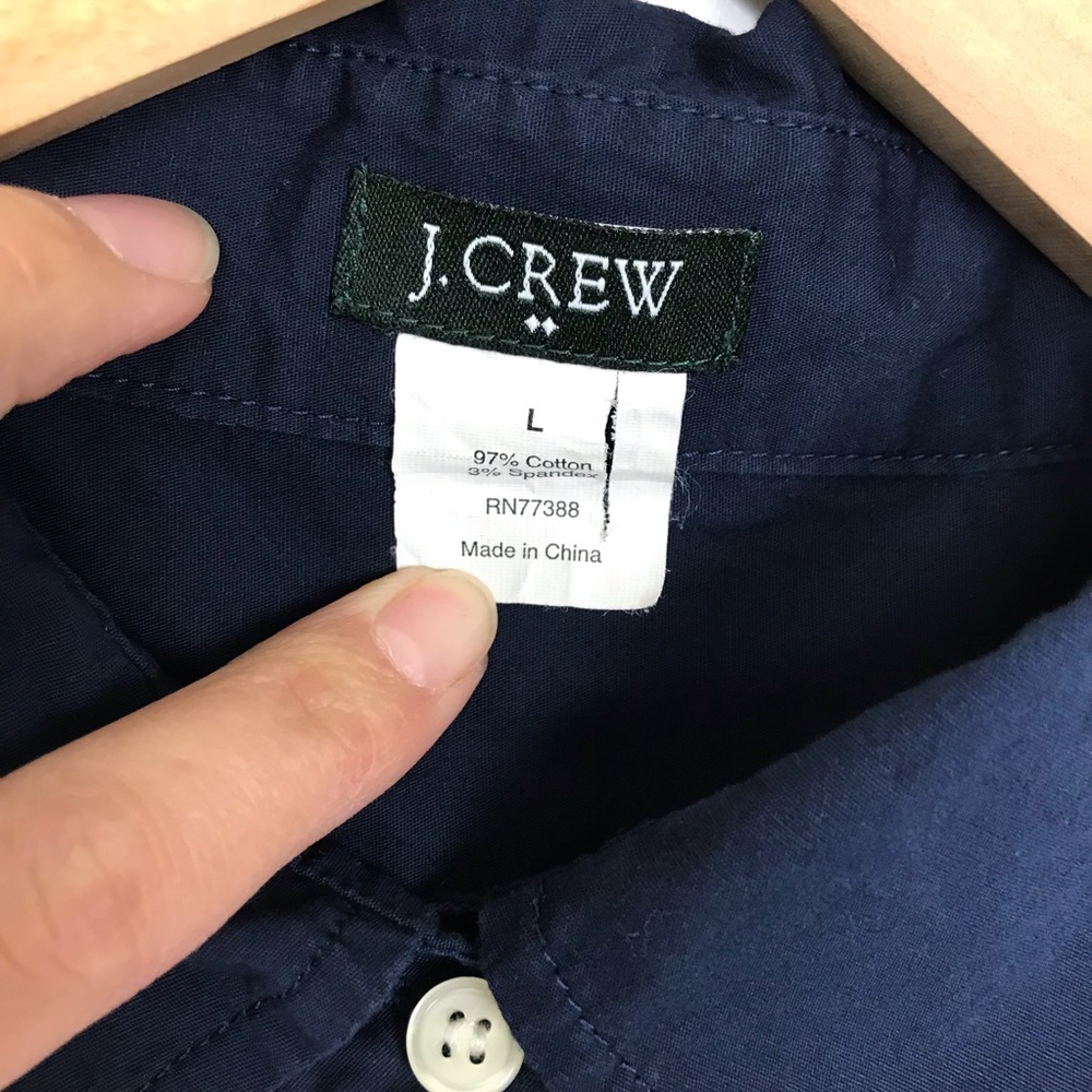 J.Crew Factory Navy Button Down Shirt Sz L - Picture 4 of 8